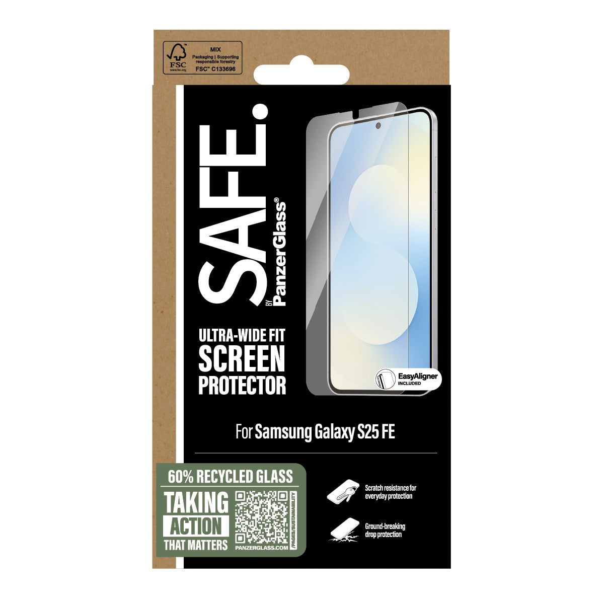 SAFE. by PanzerGlass® Displayschutz Samsung Galaxy S25 FE 5G | Ultra-Wide Fit m. EasyAligner
